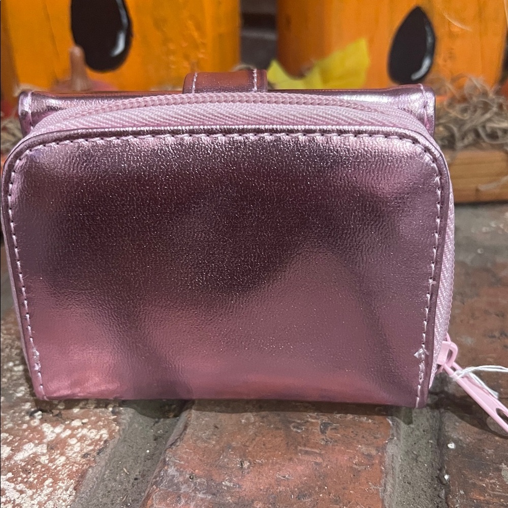 Pink Metallic Women's Trifold Wallet with Outside zip compartment EASTER - Picture 2 of 7
